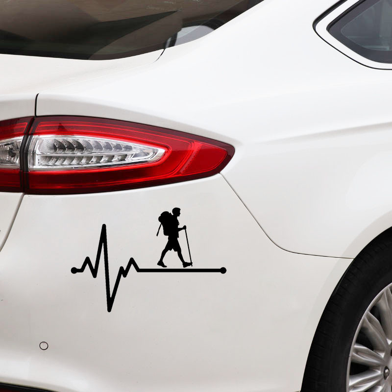 1 BUC. 15,5 CM * 10,4 CM Hiking Man Lifeline Heartbeat Decal Vinil negru/argintiu pentru autocolante Renault