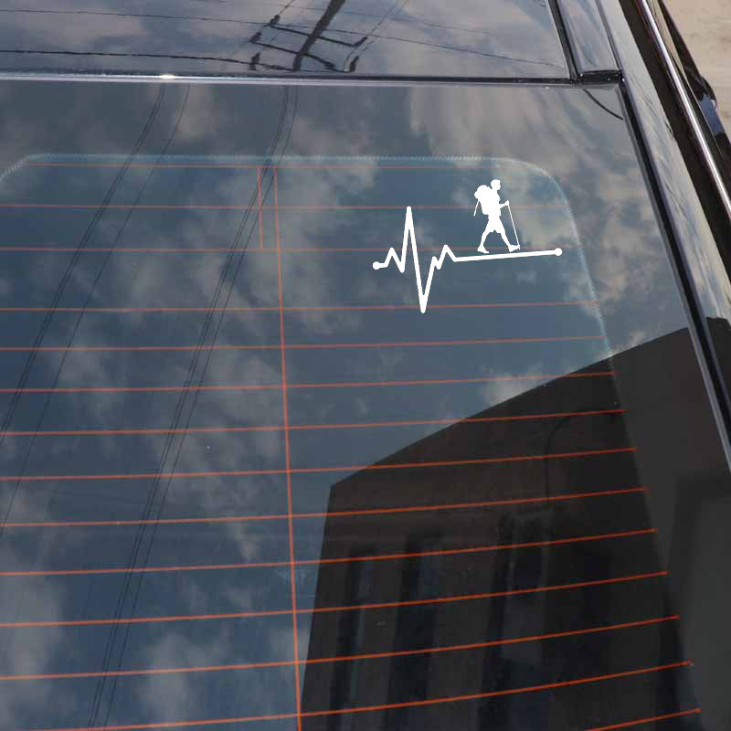 1 BUC. 15,5 CM * 10,4 CM Hiking Man Lifeline Heartbeat Decal Vinil negru/argintiu pentru autocolante Renault