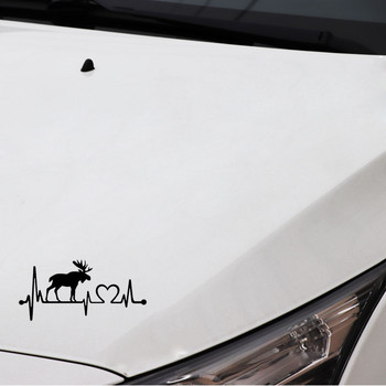 1 PCS 14CM*6.7CM Moose Elk Heartbeat Lifeline Vinyl Motorcycle Black/Silver Car Stickers за Mercedes Stickers