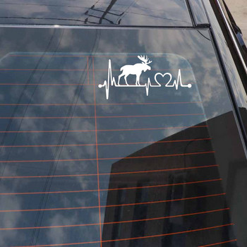 1 PCS 14CM*6.7CM Moose Elk Heartbeat Lifeline Vinyl Motorcycle Black/Silver Car Stickers за Mercedes Stickers