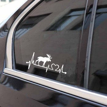 1 PCS 14CM*6.7CM Moose Elk Heartbeat Lifeline Vinyl Motorcycle Black/Silver Car Stickers за Mercedes Stickers