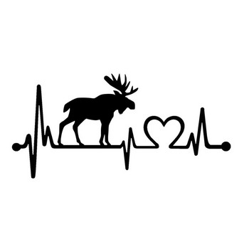 1 PCS 14CM*6.7CM Moose Elk Heartbeat Lifeline Vinyl Motorcycle Black/Silver Car Stickers за Mercedes Stickers