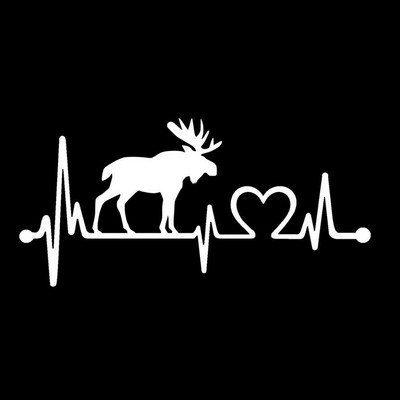 1 TK 14cm*6,7cm Moose Elk Heartbeat Lifeline vinüülmootorratta must/hõbedane autokleebis Mercedese kleebistele