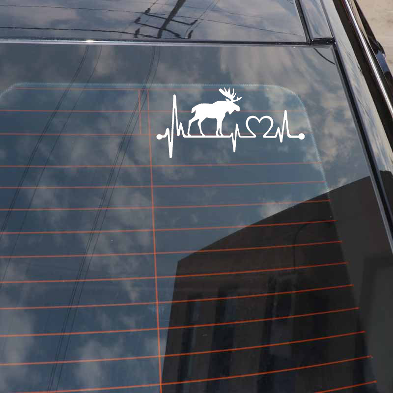 1 TK 14cm*6,7cm Moose Elk Heartbeat Lifeline vinüülmootorratta must/hõbedane autokleebis Mercedese kleebistele