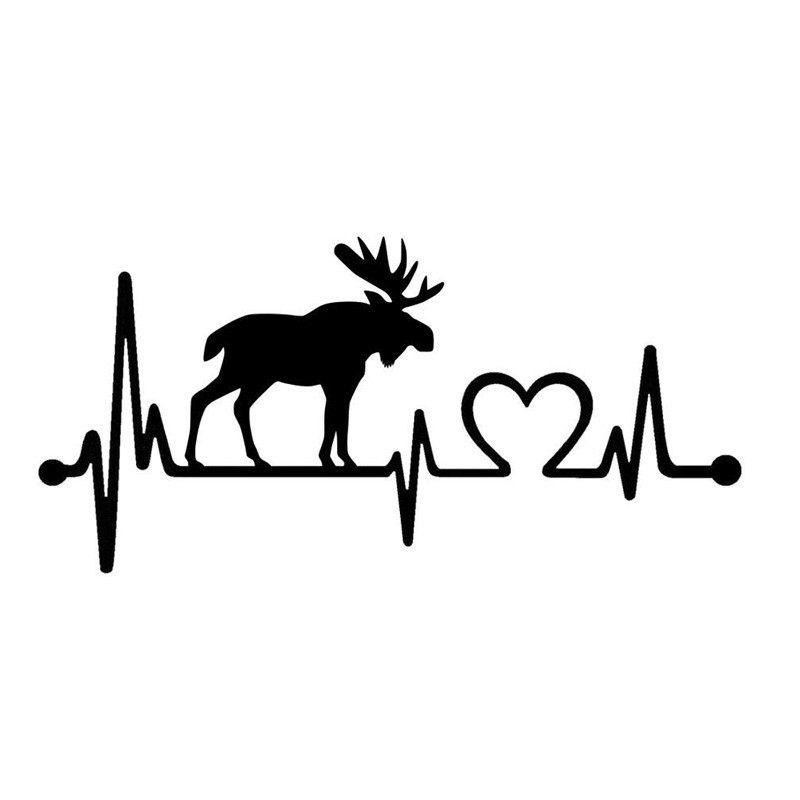 1 TK 14cm*6,7cm Moose Elk Heartbeat Lifeline vinüülmootorratta must/hõbedane autokleebis Mercedese kleebistele