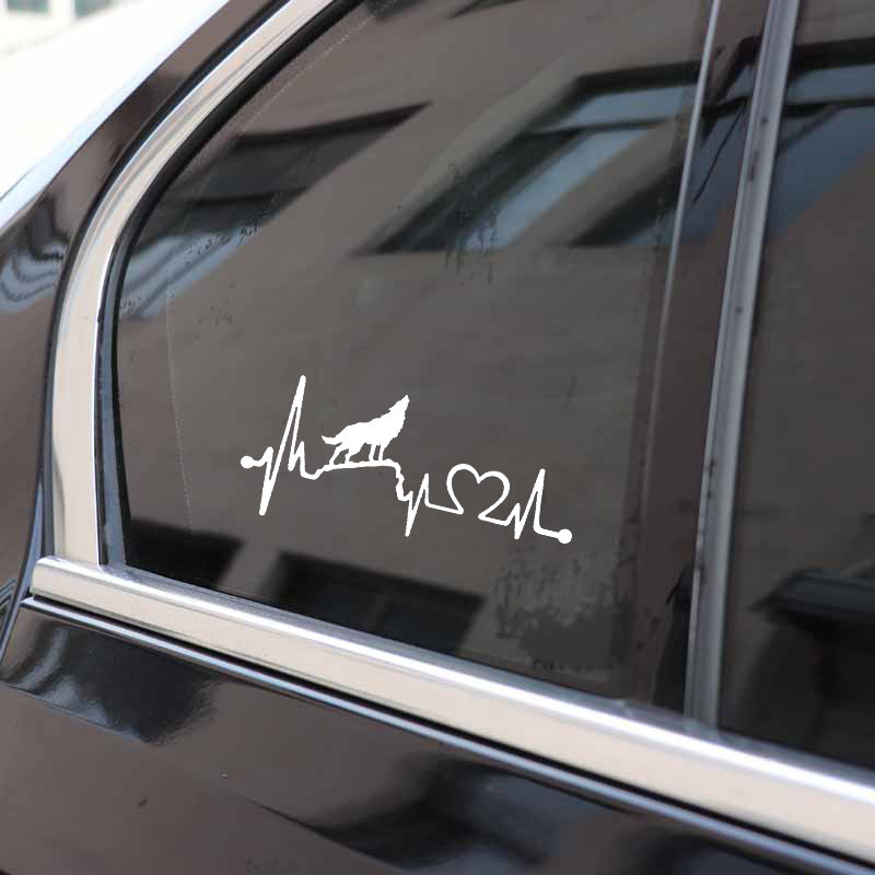 1 KOM 15,2 CM * 6,8 CM Zabavni urlajući vuk otkucaj srca Lifeline Decal Vinil crna/srebrna naljepnica za automobil za naljepnice za fokus