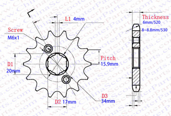 11T 12T 13T 14T 15T 16T 17T 520 530 Предно зъбно колело на двигателя за Honda мотоциклет ATV Dirt Pit bike Buggy 150CC 200CC 250CC 300CC