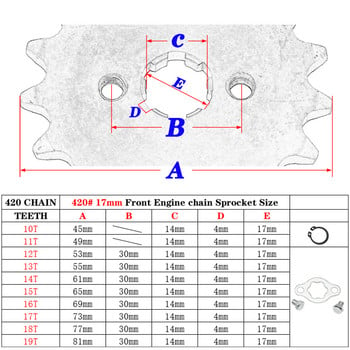 420H Chain 420 17mm 10 -19 Teeth μπροστινοί γρανάζια κινητήρα για Taotao Kayo BSE Xmotos Apollo SSR Monkey Dax 110 125cc Dirt Pit Bike