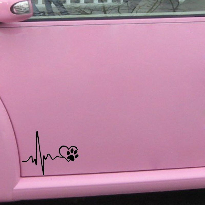 13*10,3 CM Širdies plakimas Mieli šunų pėdsakai Kūrybingi viniliniai automobilio lipdukų lipdukai Juodos/sidabrinės Juodos / Sidabrinės Juodos Naujienos