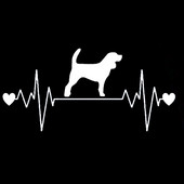1 tk 16,4cm*7,9cm armas Beagle Dog Heartbeat Lifeline vinüülmust/hõbedane autokleebis autokleebistele