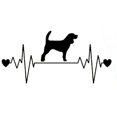 1 tk 16,4cm*7,9cm armas Beagle Dog Heartbeat Lifeline vinüülmust/hõbedane autokleebis autokleebistele