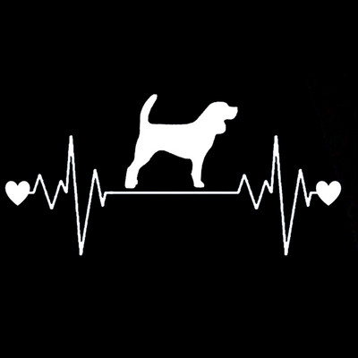 1 tk 16,4cm*7,9cm armas Beagle Dog Heartbeat Lifeline vinüülmust/hõbedane autokleebis autokleebistele
