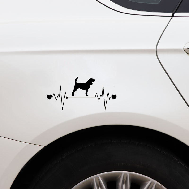 1 vnt. 16,4 cm * 7,9 CM Mielas Biglio šunų širdies plakimas Vinilinis juodas/sidabrinis automobilio lipdukas, skirtas automobilių lipdukams