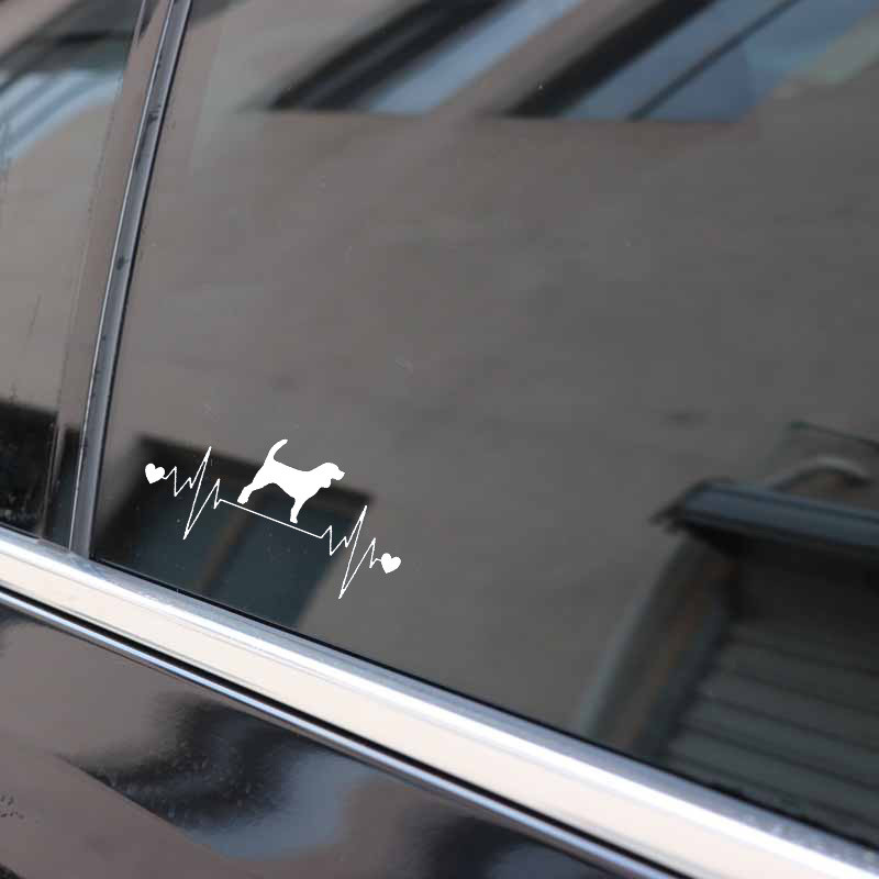 1 vnt. 16,4 cm * 7,9 CM Mielas Biglio šunų širdies plakimas Vinilinis juodas/sidabrinis automobilio lipdukas, skirtas automobilių lipdukams