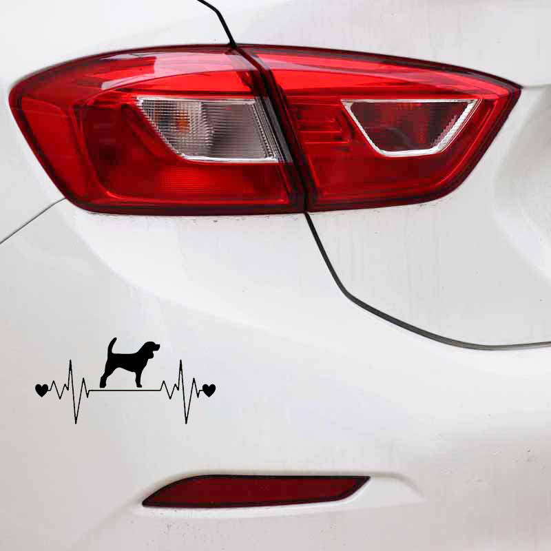 1 vnt. 16,4 cm * 7,9 CM Mielas Biglio šunų širdies plakimas Vinilinis juodas/sidabrinis automobilio lipdukas, skirtas automobilių lipdukams