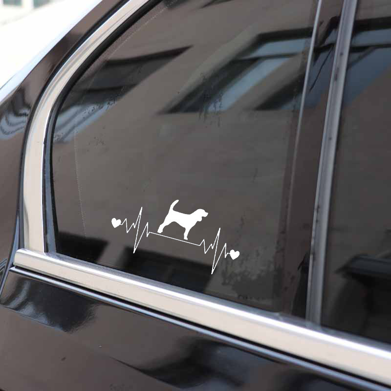 1 vnt. 16,4 cm * 7,9 CM Mielas Biglio šunų širdies plakimas Vinilinis juodas/sidabrinis automobilio lipdukas, skirtas automobilių lipdukams