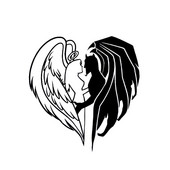 Susisiekite ir tapkite širdimi demono angelo lipdukas juodas/sidabrinis vinilinis automobilio lipdukas, dengiantis kėbulą, automobilio dalys 14,5*15,1 cm