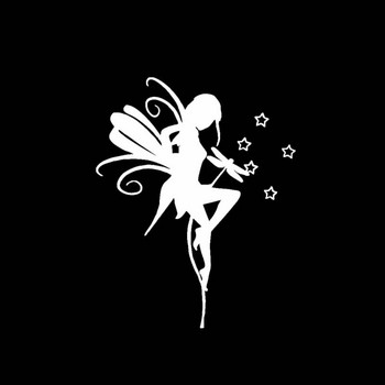 Αυτοκόλλητο αυτοκινήτου Silhoutte Holy Beautiful Fairy Girl Μαύρο/Ασημί αυτοκόλλητο βινυλίου δημοφιλές 10,3*13cm