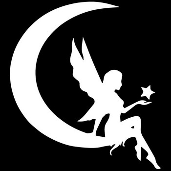 Fairy and Moon with Star Vinyl Decal Fashion Bonk Decoration Αυτοκόλλητο αυτοκινήτου Ανταλλακτικά αυτοκινήτου 16,2X14,6CM