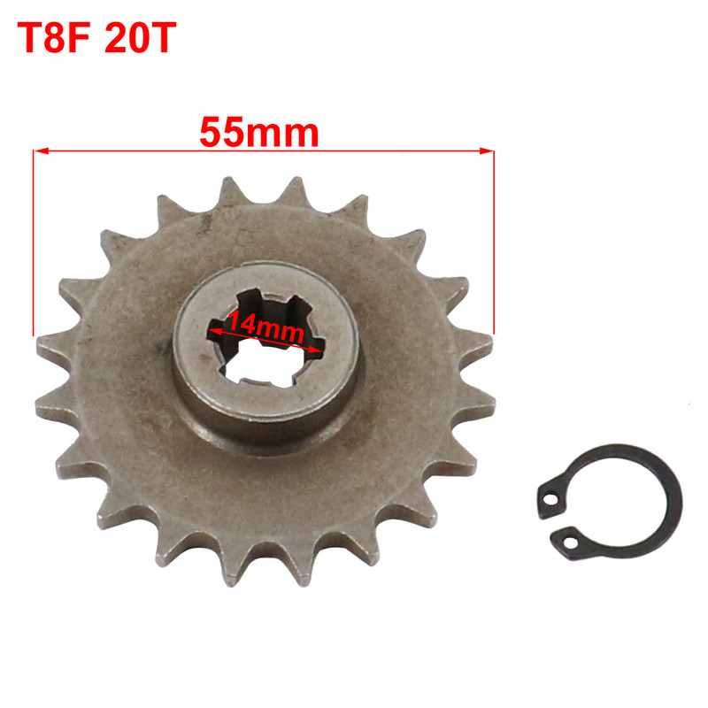 T8F 11T 14T 17T 20T Dantinė priekinė sankabos pavarų dėžė krumpliaratis 47cc 49cc 2 taktų keturračio keturračio purvo kišeninis mini motociklas