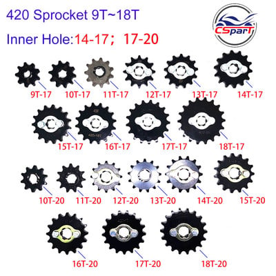 9T 10T 11T 12T 13T 14T 15T 16T 17T 18T 420 17MM 20MM Pinion față pentru motor Honda Dirt Bike ATV Quad Motocicletă 50CC ~ 160CC