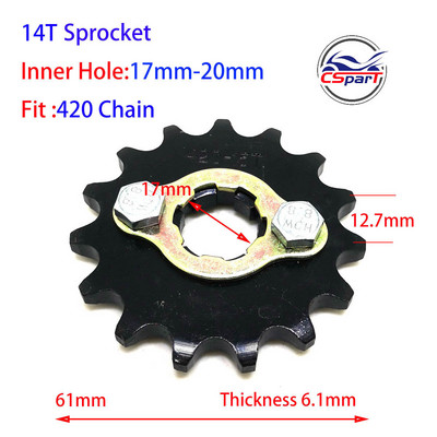 9T 10T 11T 12T 13T 14T 15T 16T 17T 18T 420 17MM 20MM esimootori ketiratas Honda Dirt bike ATV Quad Mootorrattale 50CC ~ 160CC
