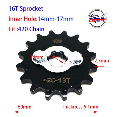 9T 10T 11T 12T 13T 14T 15T 16T 17T 18T 420 17MM 20MM esimootori ketiratas Honda Dirt bike ATV Quad Mootorrattale 50CC ~ 160CC