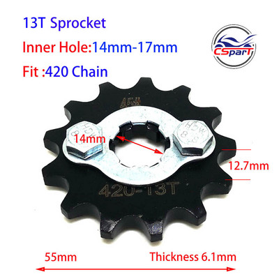 9T 10T 11T 12T 13T 14T 15T 16T 17T 18T 420 17MM 20MM esimootori ketiratas Honda Dirt bike ATV Quad Mootorrattale 50CC ~ 160CC