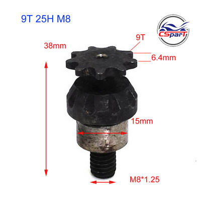 6T 7T 8T 9T 25H T8F M8 M10 kettsiduri käigukast eesmine ketiratas 2-taktilisele 47cc 49cc mootori taskurattale Mini Moto ATV Quad