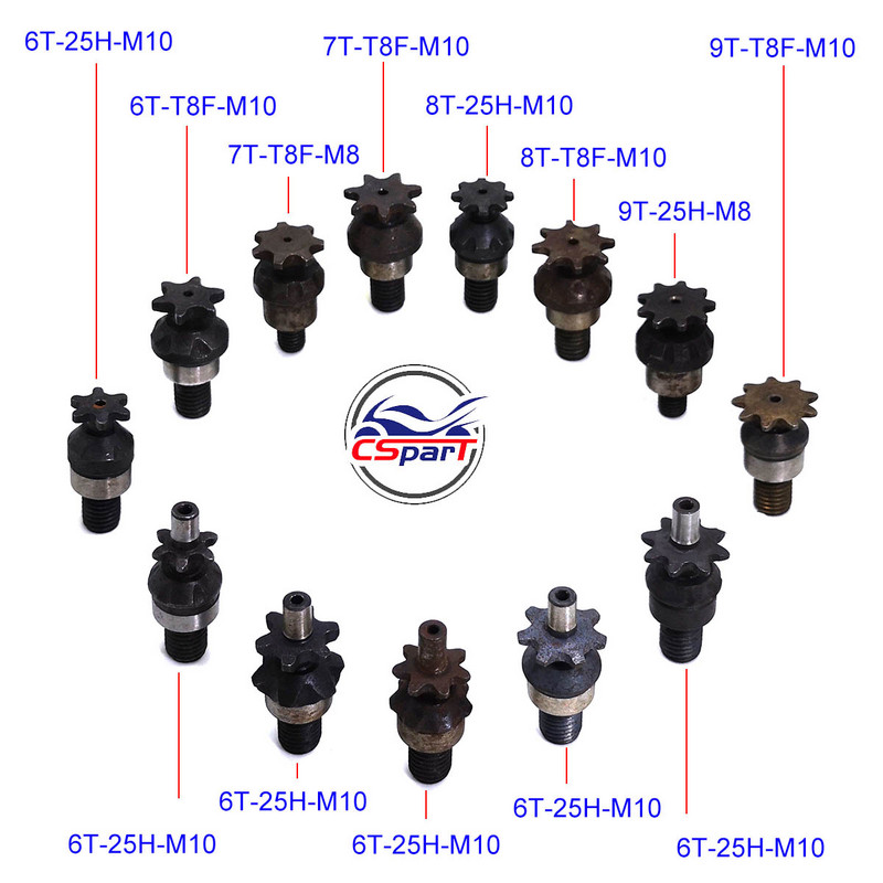 6T 7T 8T 9T 25H T8F M8 M10 Lant Ambreiaj Cutie de viteze Pinion fata pentru 2 timpi 47cc 49cc Motor Pocket Bike Mini Moto ATV Quad