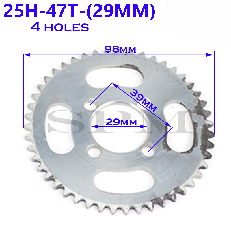 Galinė žvaigždutė 25H 47t 55t 62t 64t 66t 65t 68t 70t 72t 76t 80t 92t 26/29/54MM tinka mikro motociklo dvitakčiai žvaigždutei