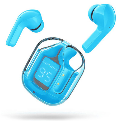 Noi căști Bluetooth fără fir cu anulare a zgomotului Căști sport stereo HiFi cu afișaj digital Carcasă transparentă de încărcare