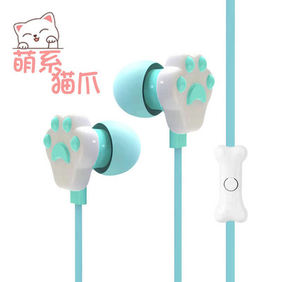 Ενσύρματα ακουστικά 3,5 mm για κορίτσια Cute Cat Paw in-ear ακουστικά με Mic Gaming Stereo Music Earbuds Headset για Samsung Xiaomi