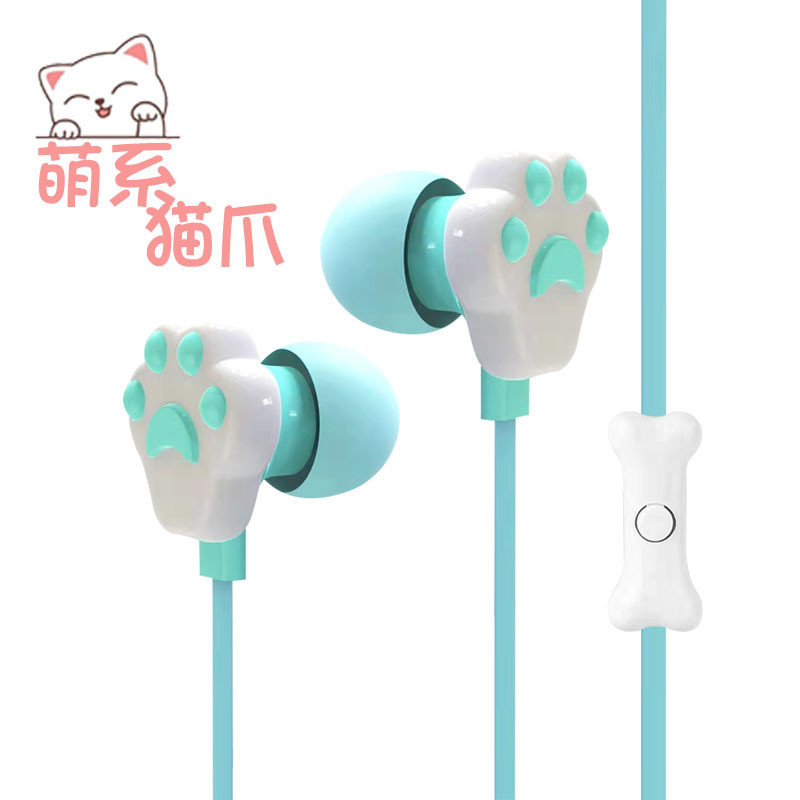 3,5 mm laidinės ausinės mergaitėms Mielos katės letenėlės į ausis įdedamos ausinės su mikrofonu, žaidimų stereo muzikos ausinės, skirtos Samsung Xiaomi