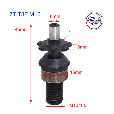 6 7 8 Dantis 6T 7T 8T priekinis krumpliaratis 47CC 49CC Mini Moto Pocket Dirt Pike ATV 25H T8F 10MM sriegis