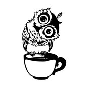 8,7 cm * 14,3 cm Juokingas animacinis pelėdos puodelis arbatos vinilo juodos/sidabrinės spalvos automobilio lipdukas, skirtas „Citroen“ lipdukams