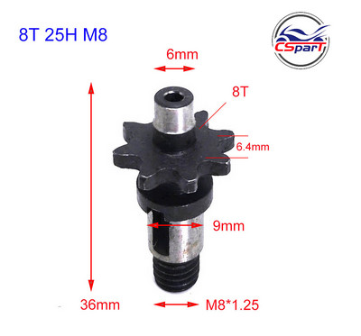 6T 7T 8T 9T 25H T8F M8 M10 Lančana spojka Mjenjač Prednji lančanik za 47cc 49cc 39CC Blata Motor Pocket Bike Mini Moto ATV Quad