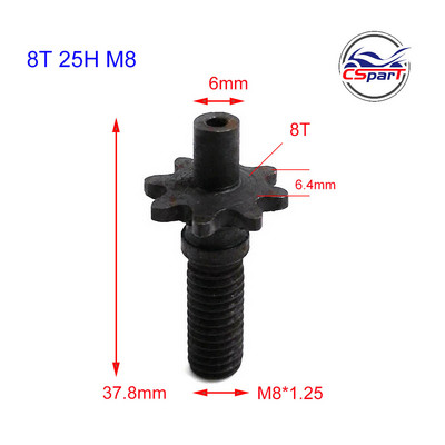 6T 7T 8T 9T 25H T8F M8 M10 Lančana spojka Mjenjač Prednji lančanik za 47cc 49cc 39CC Blata Motor Pocket Bike Mini Moto ATV Quad