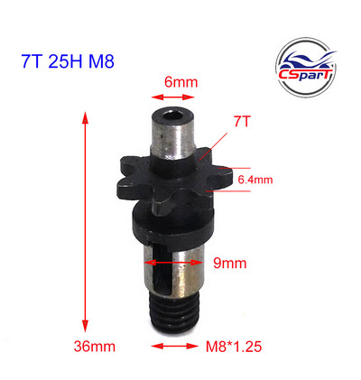 6T 7T 8T 9T 25H T8F M8 M10 Lančana spojka Mjenjač Prednji lančanik za 47cc 49cc 39CC Blata Motor Pocket Bike Mini Moto ATV Quad