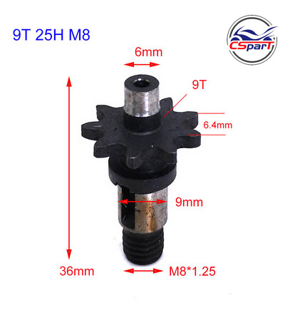 6T 7T 8T 9T 25H T8F M8 M10 Lančana spojka Mjenjač Prednji lančanik za 47cc 49cc 39CC Blata Motor Pocket Bike Mini Moto ATV Quad