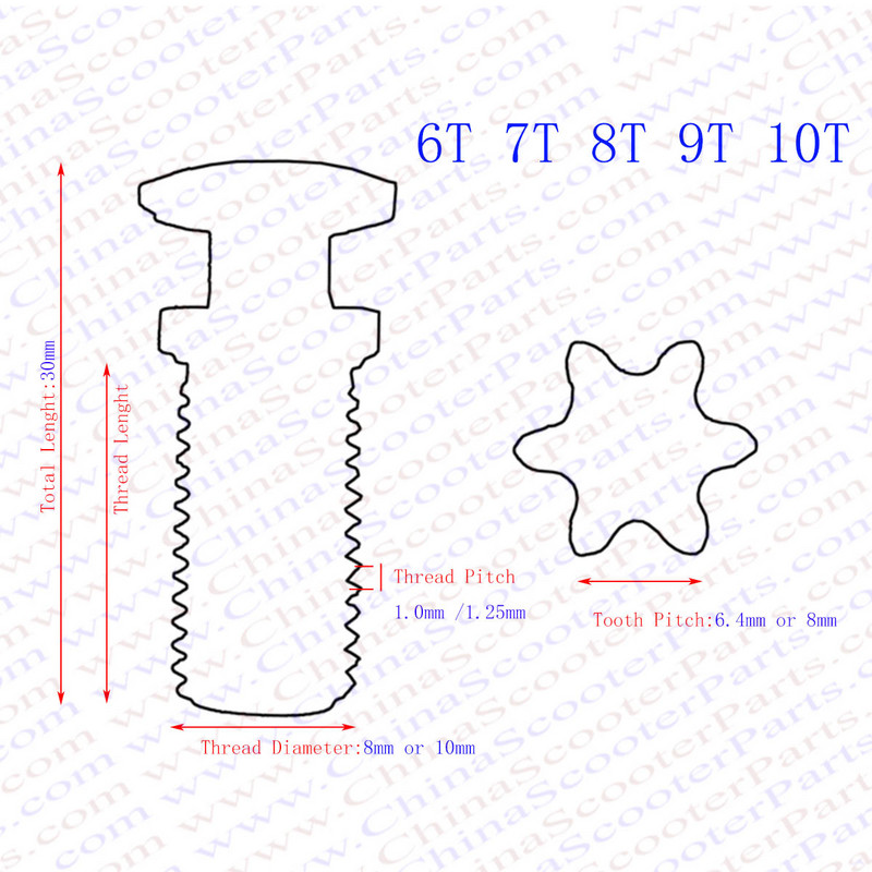 6T 7T 8T 9T 25H T8F M8 M10 Lančana spojka Mjenjač Prednji lančanik za 47cc 49cc 39CC Blata Motor Pocket Bike Mini Moto ATV Quad