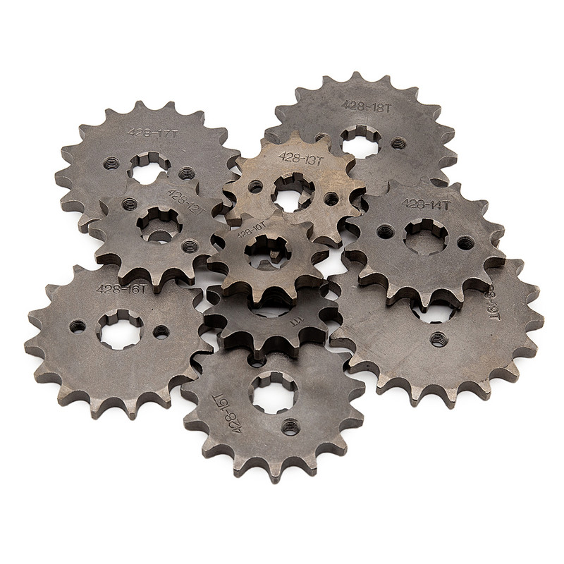 Priekinis variklis 428# 10T 11T 12T 13T 14T 15T 16T 17T 18T 19T dantys 17 mm grandinės žvaigždutė su laikikliu