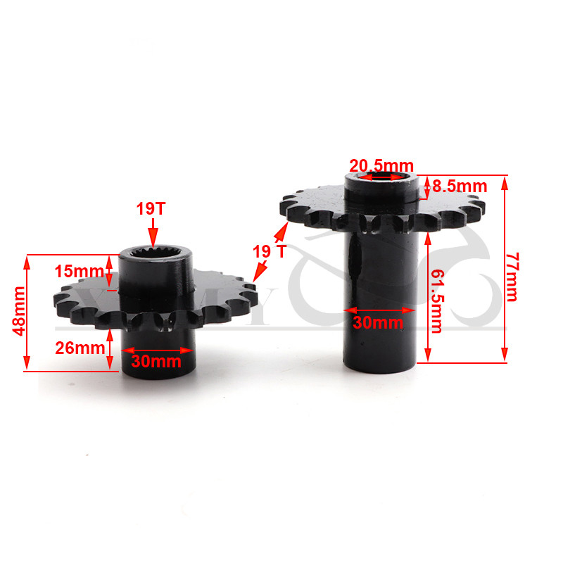 Pavaros pavara 19T 428 žvaigždutė 19 dantų metalinė juoda, skirta Gy6 125cc 150cc Quad Dirt Bike ATV Buggy Motociklas Go Kart / Cart