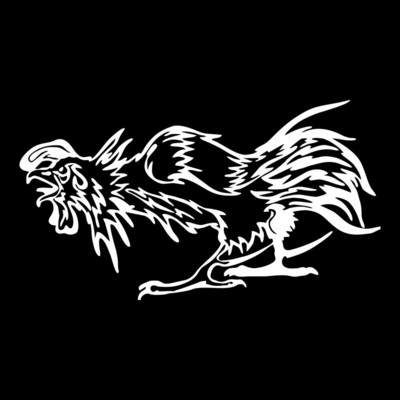 Juodos/sidabrinės kovos vištienos madingi automobilio kėbulo lipdukai Juokingi gaidžio automobilio kėbulo lipdukai 16,5*9,2 cm