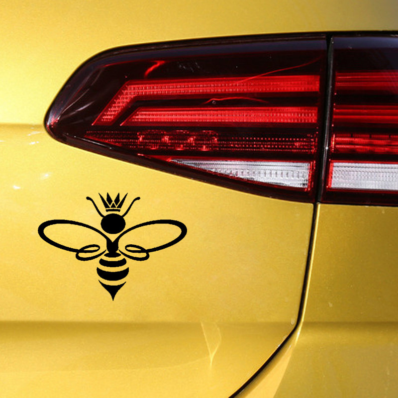 Must/hõbedane pimestav auväärne mesilane, armas vinüülkleebis, armas autokleebis 14,3cm*10,4cm