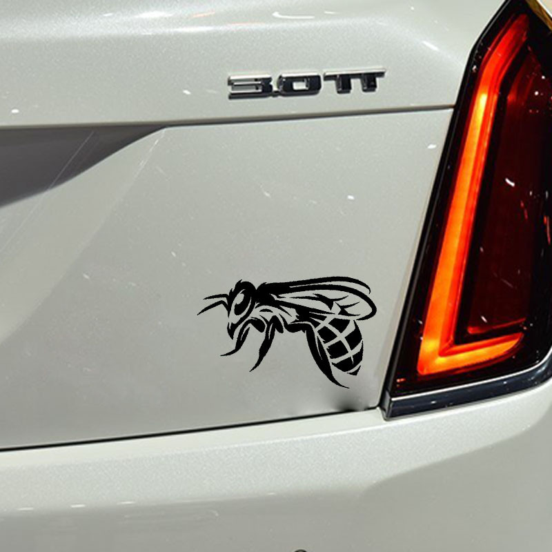 Negru/argintiu, original, frumos, delicat, bețișor de miere, albine, autocolant de vinil, autocolant cool pentru mașină, 14,2 m * 9,6 cm