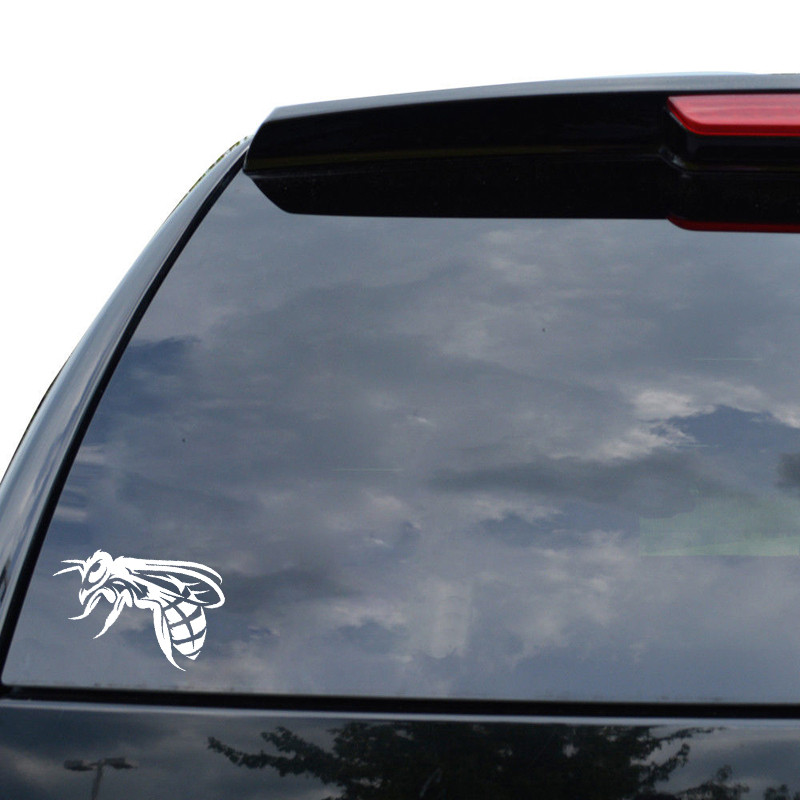 Negru/argintiu, original, frumos, delicat, bețișor de miere, albine, autocolant de vinil, autocolant cool pentru mașină, 14,2 m * 9,6 cm