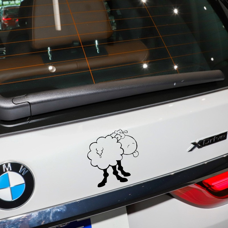 15 * 15,4 cm Juokingi avytės animacinių filmų automobilio modeliai, mielas dekoratyvinis automobilio lipdukas, buferio lipdukas juodas/sidabrinis