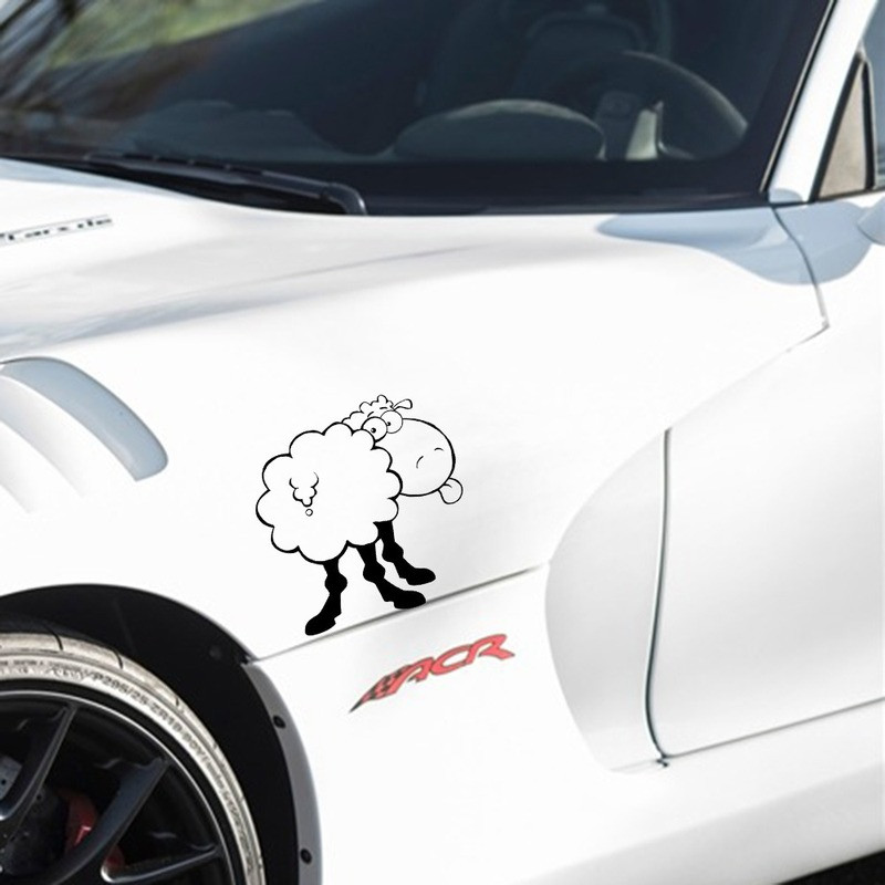 15 * 15,4 cm Juokingi avytės animacinių filmų automobilio modeliai, mielas dekoratyvinis automobilio lipdukas, buferio lipdukas juodas/sidabrinis