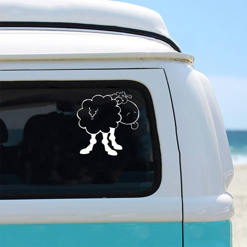 15 * 15,4 cm Juokingi avytės animacinių filmų automobilio modeliai, mielas dekoratyvinis automobilio lipdukas, buferio lipdukas juodas/sidabrinis